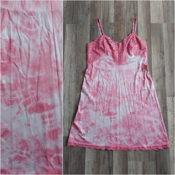 Vintage Intimates Sleepwear Pink Tie Dye Vintage Lingerie Slip Dress Large Poshmark